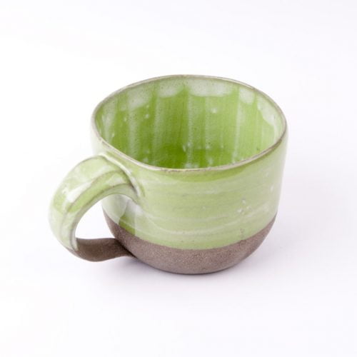 kubek szaro zielony ceramiczny z polskiej produkcji