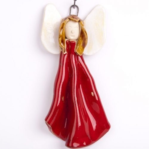 dekoracyjny anioł ceramiczny polskie rękodzieło z gliny
