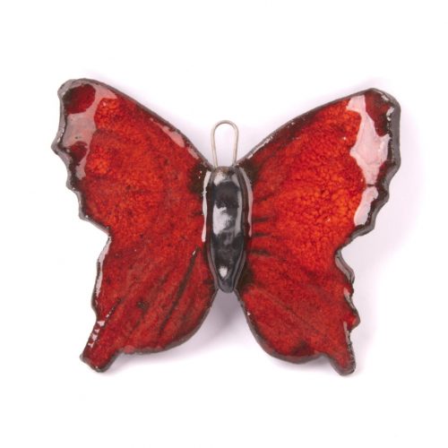 Motyl ceramiczny czerwony na glinie rozmiar S