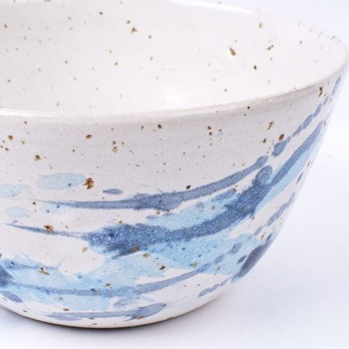 Pstrokata, biało-błękitna misa ceramiczna; 7x13,5 cm ceramika użytkowa