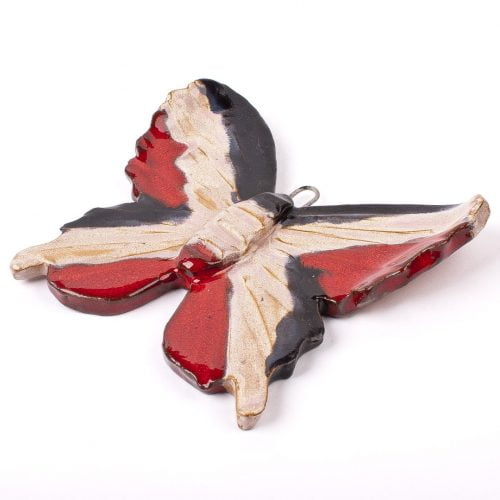 Motyl w czerni i czerwieni, rozm. S: 11x13cm ceramika