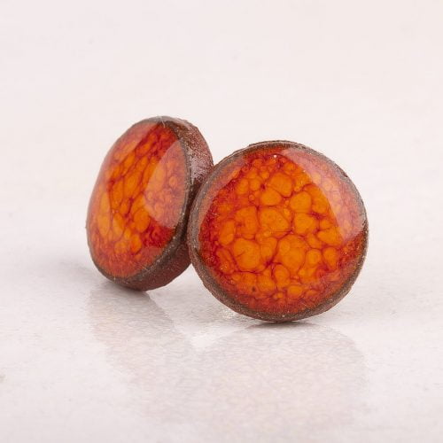Wkrętki, tabletki pomarańczowe na rudej glinie Ceramiczne kolczyki