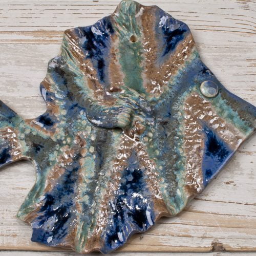 Ryba w kolorach piasku i morskiej wody, L: 20x20cm ceramika