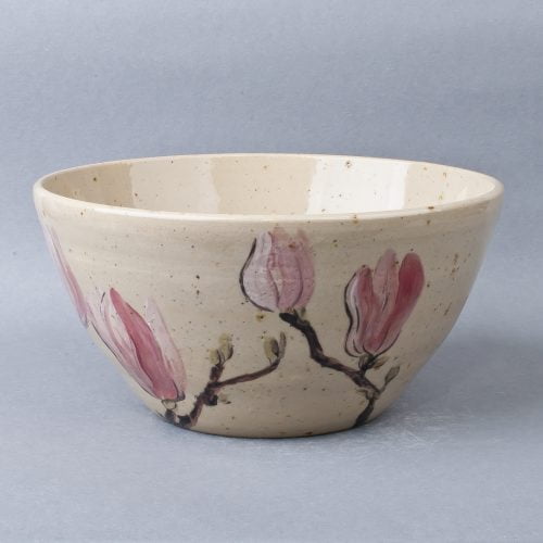 Kremowa miska z kwiatami magnolii, 600 ml ceramika