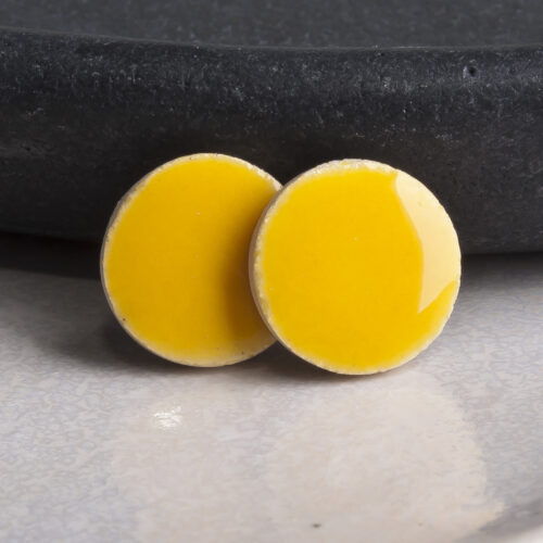 Żółto szafranowe okrągłe kolczyki